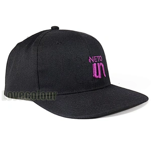 Custom Flat brim black cap Trucker Hat with embroidery logo