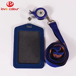 Guangzhou Factory Custom Retractable Neck Strap Lanyard with Reel and Security ID Pass Card Holder