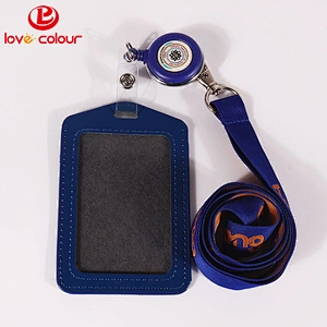 Guangzhou Factory Custom Retractable Neck Strap Lanyard with Reel and Security ID Pass Card Holder