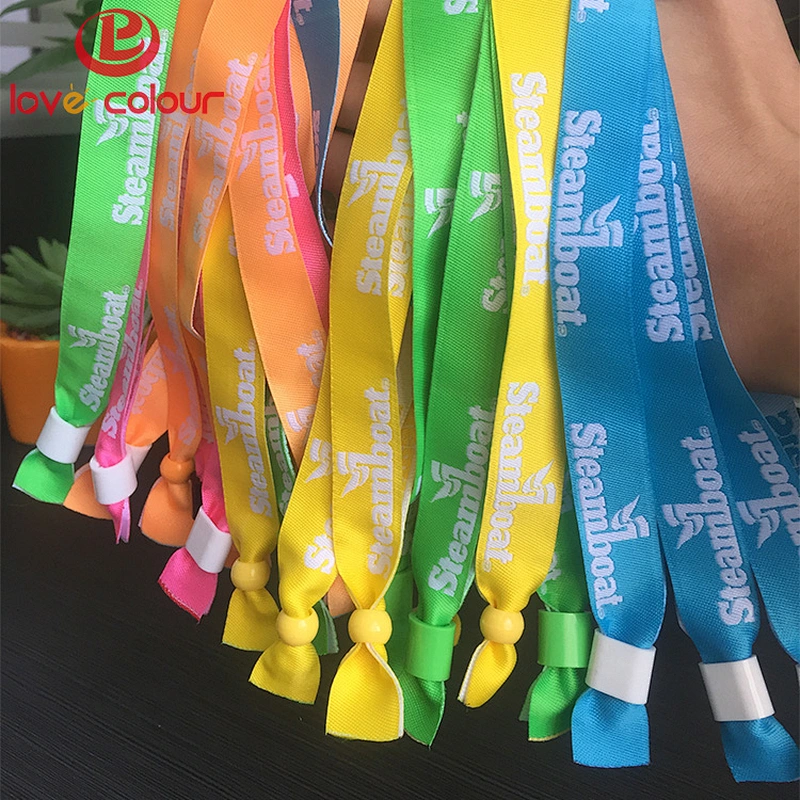 Custom polyester advertising promotional gift adjustable fastener wristband