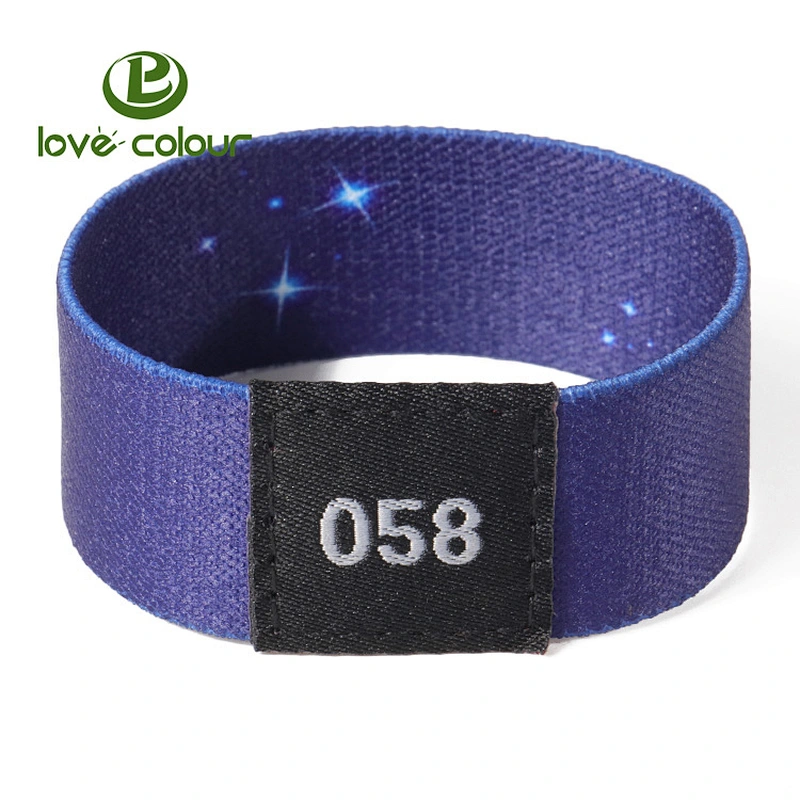Good quality reusable festival bracelet elastic fabric wristband with custom logo