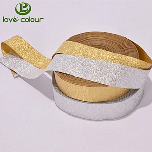 New style wholesale shiny christmas gold glitter ribbon for decoration