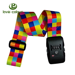 New Custom Full Color Sublimation Printing TSA Luggage Belt 3 Digital Combination Safe Lock Strap