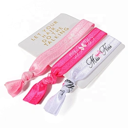 Custom elastic band beauty printing elastic hair tie for Girls