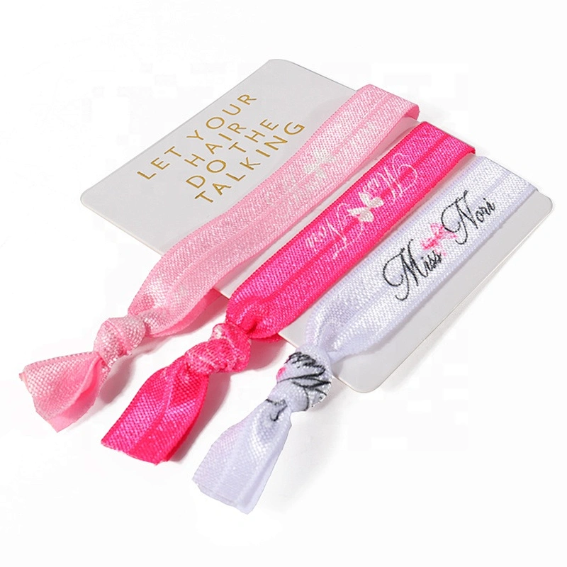 Custom elastic band beauty printing elastic hair tie for Girls