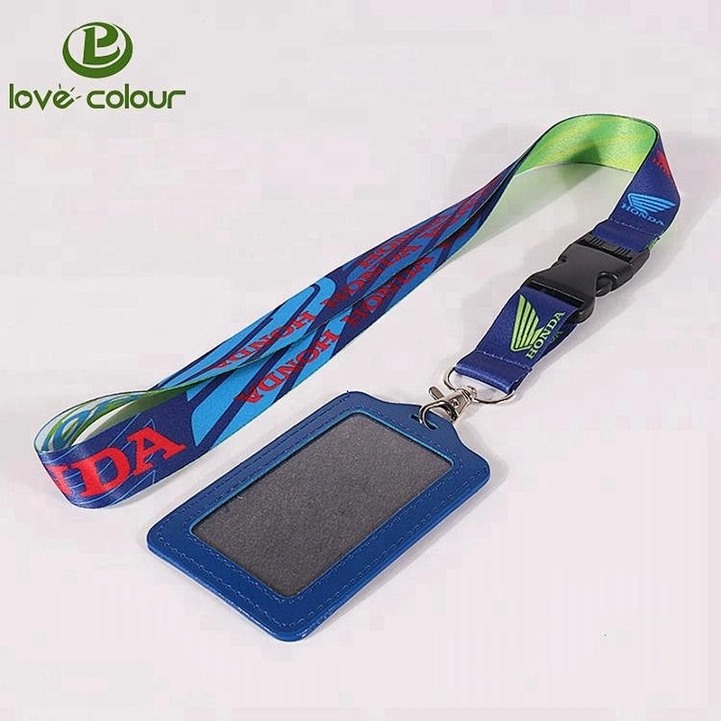 Custom cheap heat- transfer printed lanyard with card holder id badge