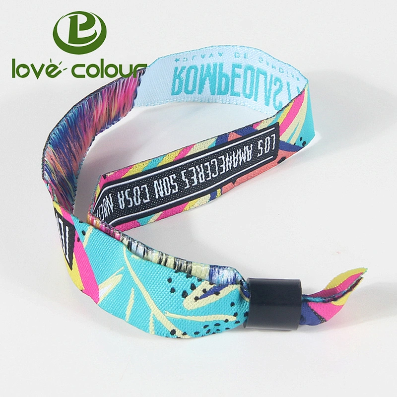 Custom environment friendly polyester fabric bracelet and wristbands for entrance ticket