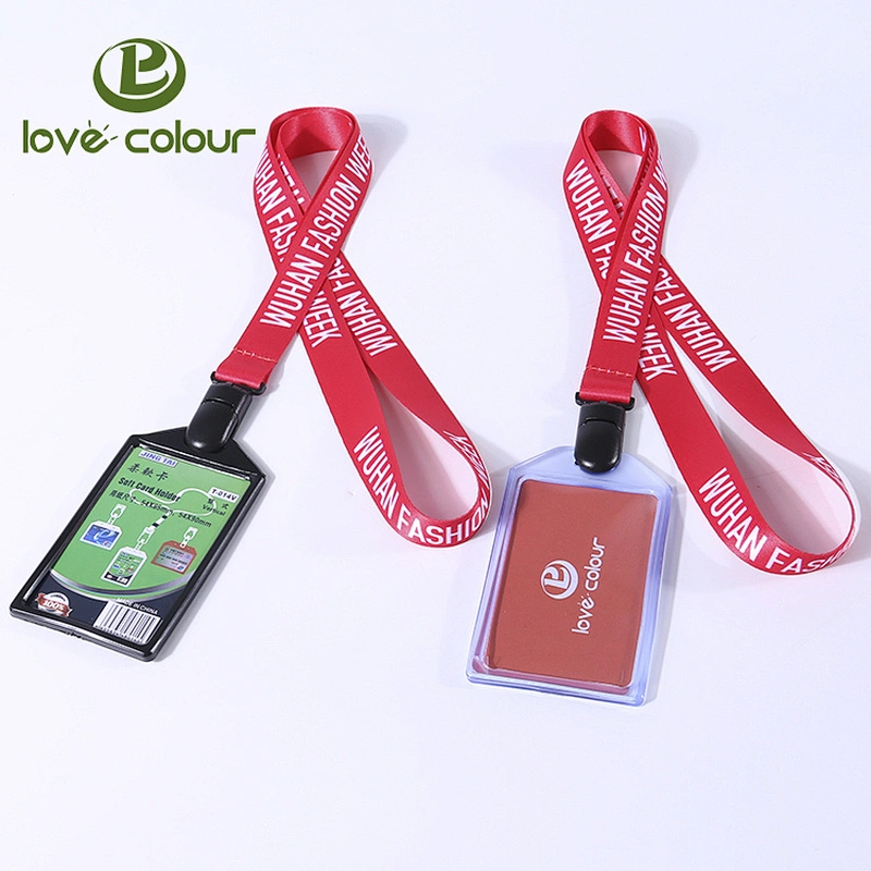 Custom polyester multicolor lanyard strap with plastic clip for id badge holder