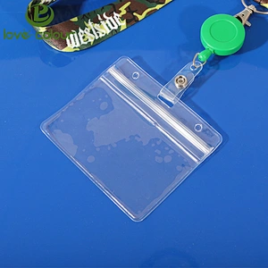 Custom soft PVC plastic transparent horizontal and vertical business id card holder