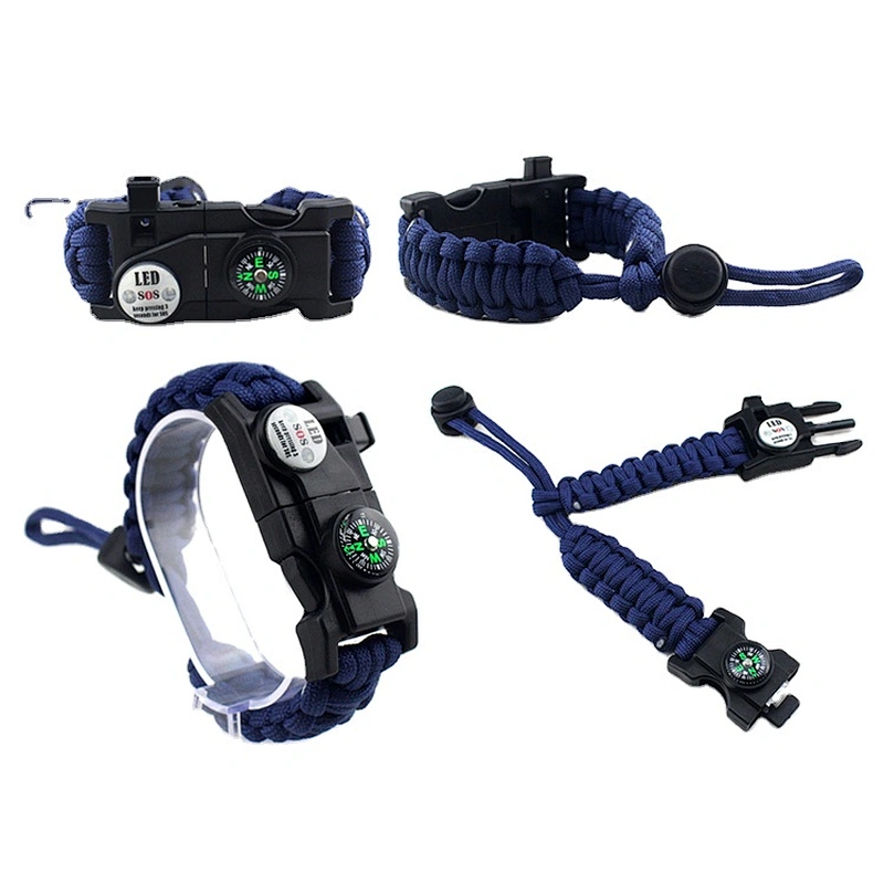 550 Emergency Rescue Camping Bracelet with Compass Fire Starter Buckle Light