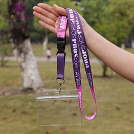 Custom logo printing polyester Neck Lanyard With Clear Vinyl Badge Holders