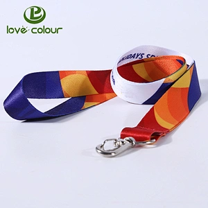 Custom polyester neck printing lanyard strap for exhibition with black hook