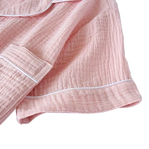 Custom turn-down collar casual loungewear pajamas sets short sleeve cotton jersey pajamas sleepwear home life nightgowns