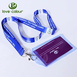 Custom polyester full color printing neck lanyard strap with id card holder for activity use