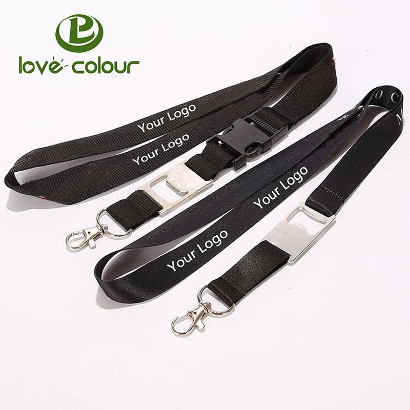 Custom polyester lanyard strap and bottle opener for promotion