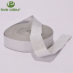 Custom polyester silver glitter webbing for decoration