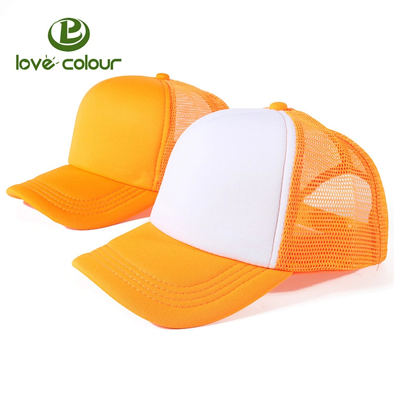 5 panel wholesale mesh blank orange baseball cap