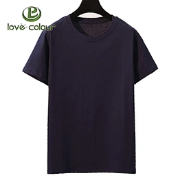 Custom 100% cotton round neck and short-sleeved navy blue men's blank t shirts