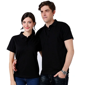 Custom Breathable Women/Men's Good Quality Black Short-Sleeve Polo T Shirt Clothing with Printing