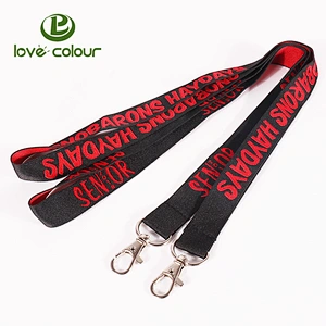 Custom logo Polyester woven lanyard string with metal hook