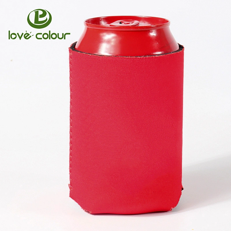 Neoprene one color imprint on both sides can sleeve collapsible cooler in white color / Water Bottle Coolies