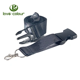 Custom black color polyester cloth lanyards with detachable buckle