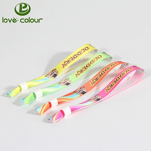 Factory price customized print logo festival wristband/satin wristband hand bands