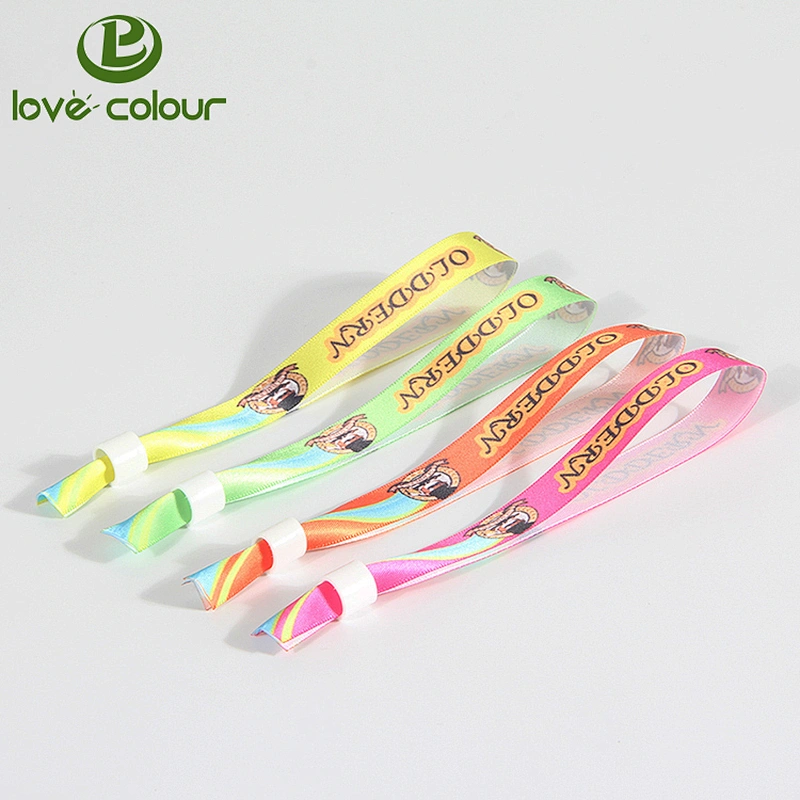 Factory price customized print logo festival wristband/satin wristband hand bands