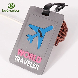 Custom shaped bright colored pvc travel airplane luggage tag