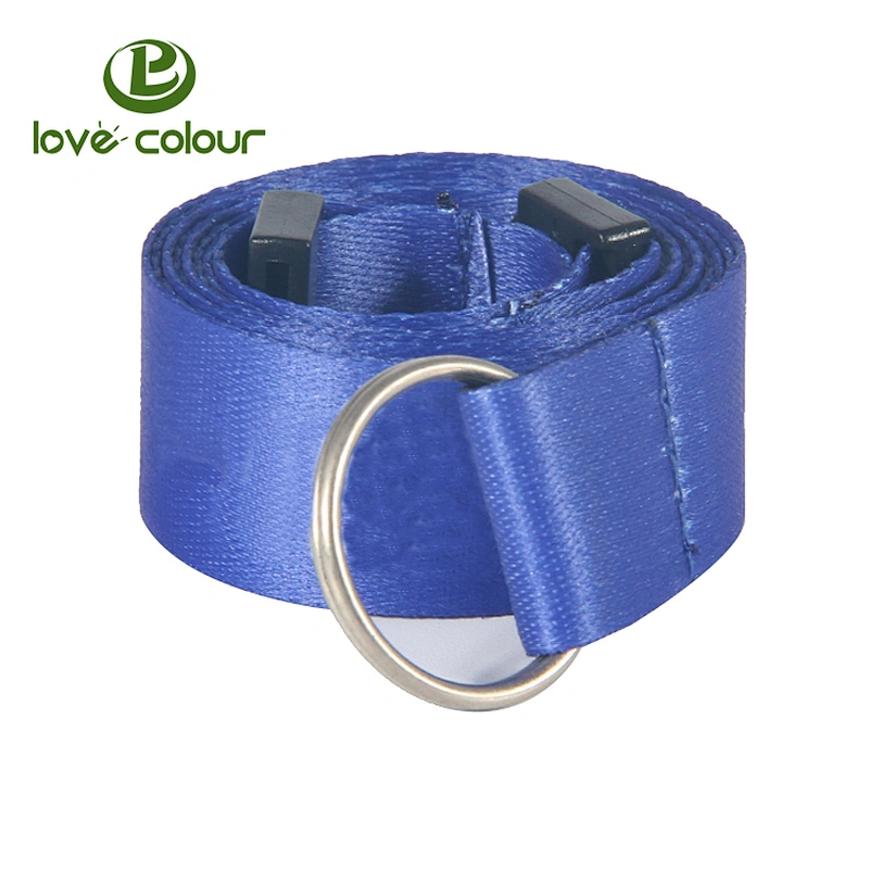 Custom Black Color Polyester Ribbon Lanyard With Keyring