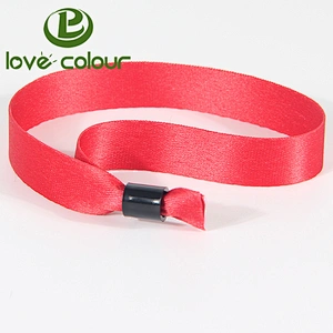 Polyester fabric custom party wristband ribbon bracelet with lock