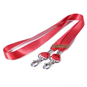 Polyester red color lanyard with double hook for holding id card