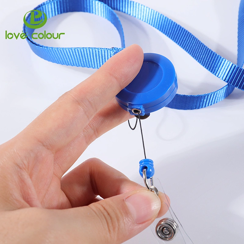 Custom fashion retractable plastic badge reel polyester lanyard strap