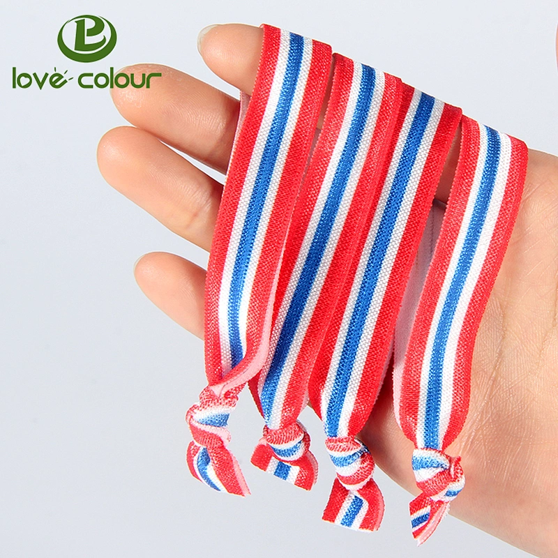 Custom colorful printing decorative elastic hair ties with logo