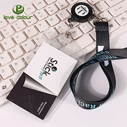 High quality custom cheap pvc card holder with badge reel lanyard
