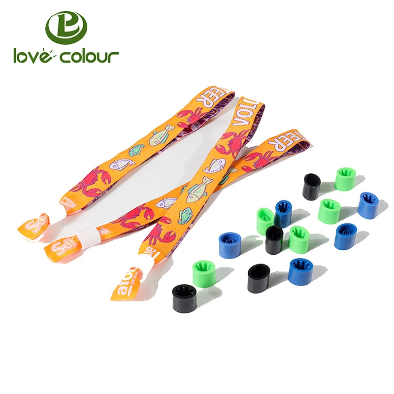 Custom fabric polyester slide lock woven wristband with your own logo