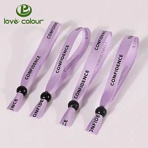Popular custom concert ticket polyester printed wristband with one time use lock