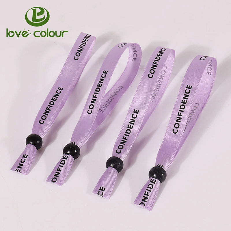 Popular custom concert ticket polyester printed wristband with one time use lock