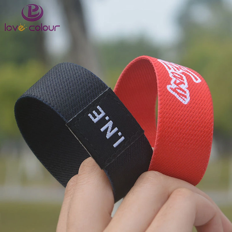 Custom logo polyester elastic stretch bracelet wristband
