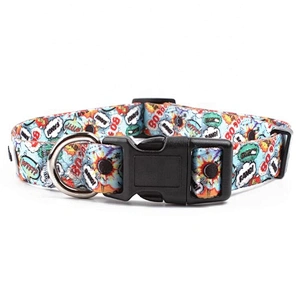 Heavy Duty Personalized Custom Pattern Sublimation Print Adjustable Dog Collar For Pets