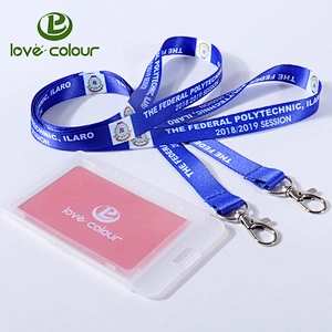 Custom Plastic Business Work ID Card Badge Holder Polyester Strap Lanyard Rope