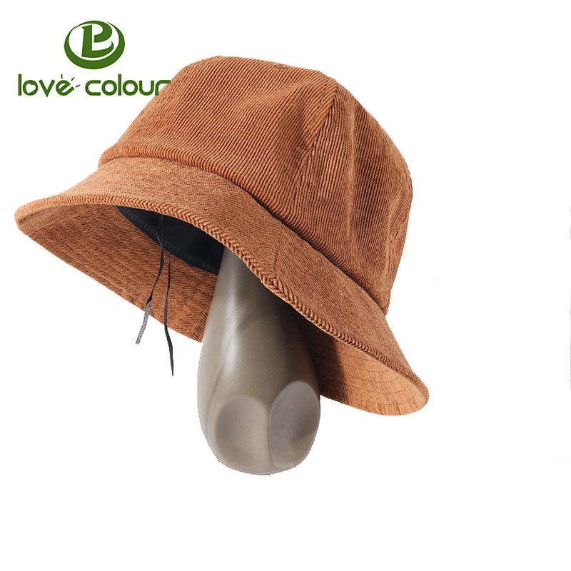 Custom Round Plain Corduroy Bucket Hat Fisherman Cap For Outdoors Activities