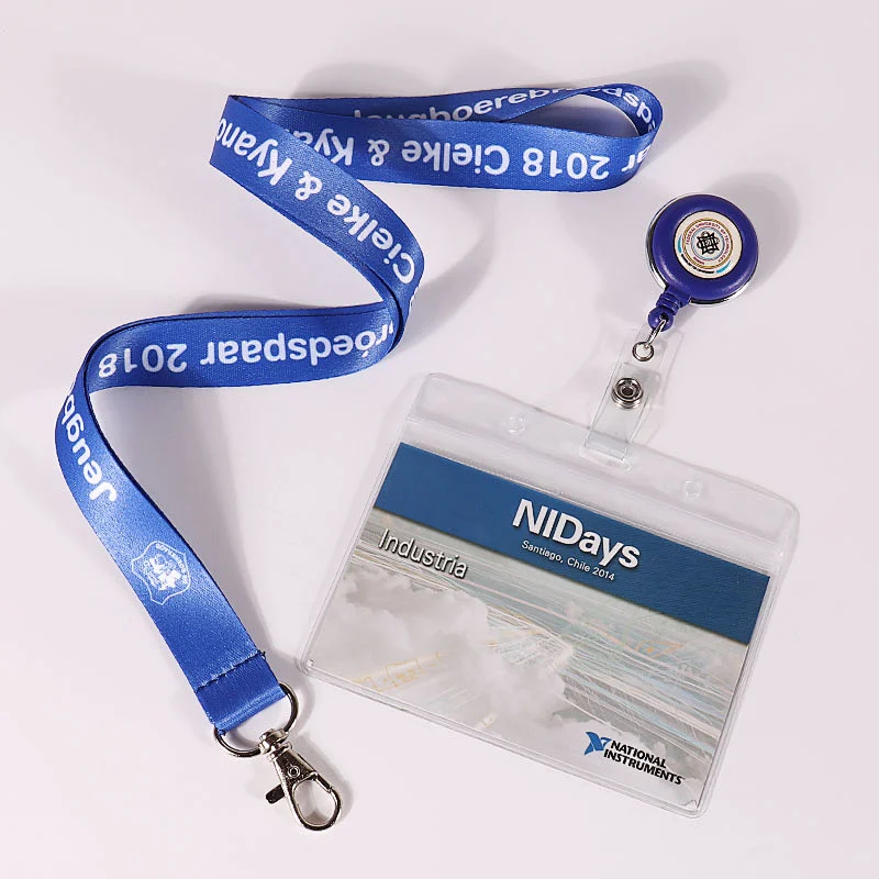 Custom logo polyester sublimation printing conference lanyard and ID card holder