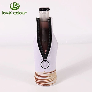 Party Drink Black Blank Beer Bottle Sleeves Coolers Neoprene Insulators Coolies With Zipper