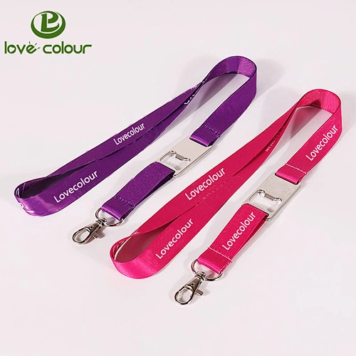 Custom polyester lanyard strap and bottle opener for promotion