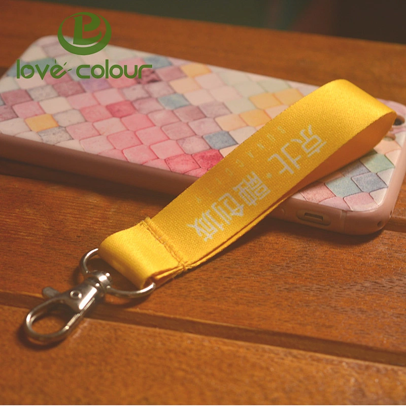 cheap custom durable ribbon nylon short lanyard keychain rope