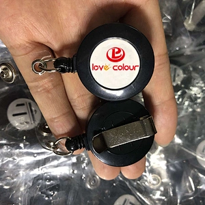 Factory cheap custom Retractable ID Card Badge Holder KeyChain Reels Keyring With Clip