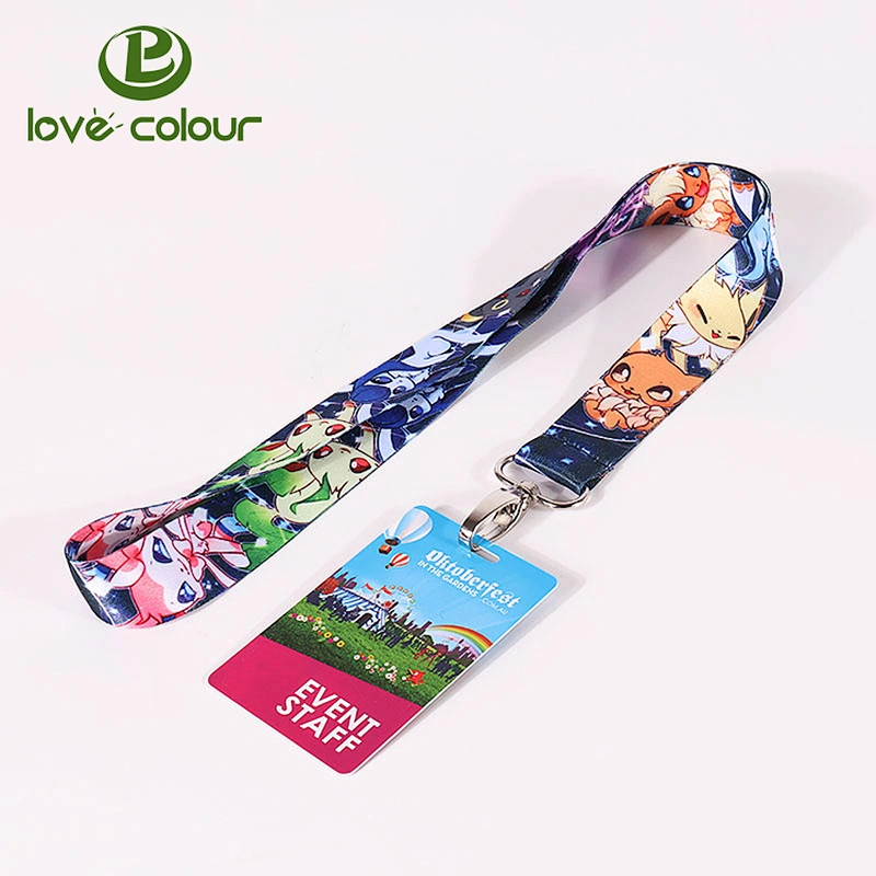 Fashionable bright color cartoon character polyester lanyard and badge holders