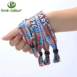 Cheap custom promotional heat transfer textile ribbon wristband for sport events