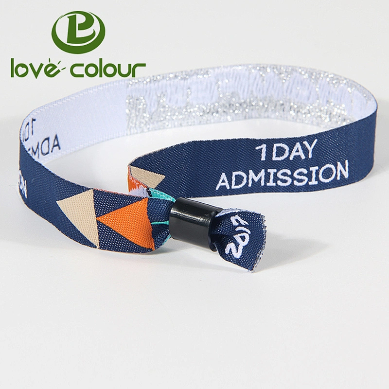 Custom your own festival woven wristband with plastic or metal clip no minimum order